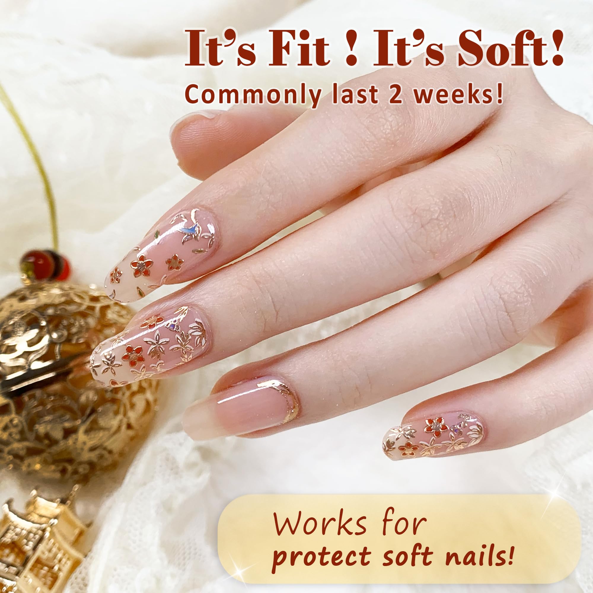 GelMala Oriental Design Semi-Cured Gel Nail Strips – Easy, Long-Lasting At-Home Manicure