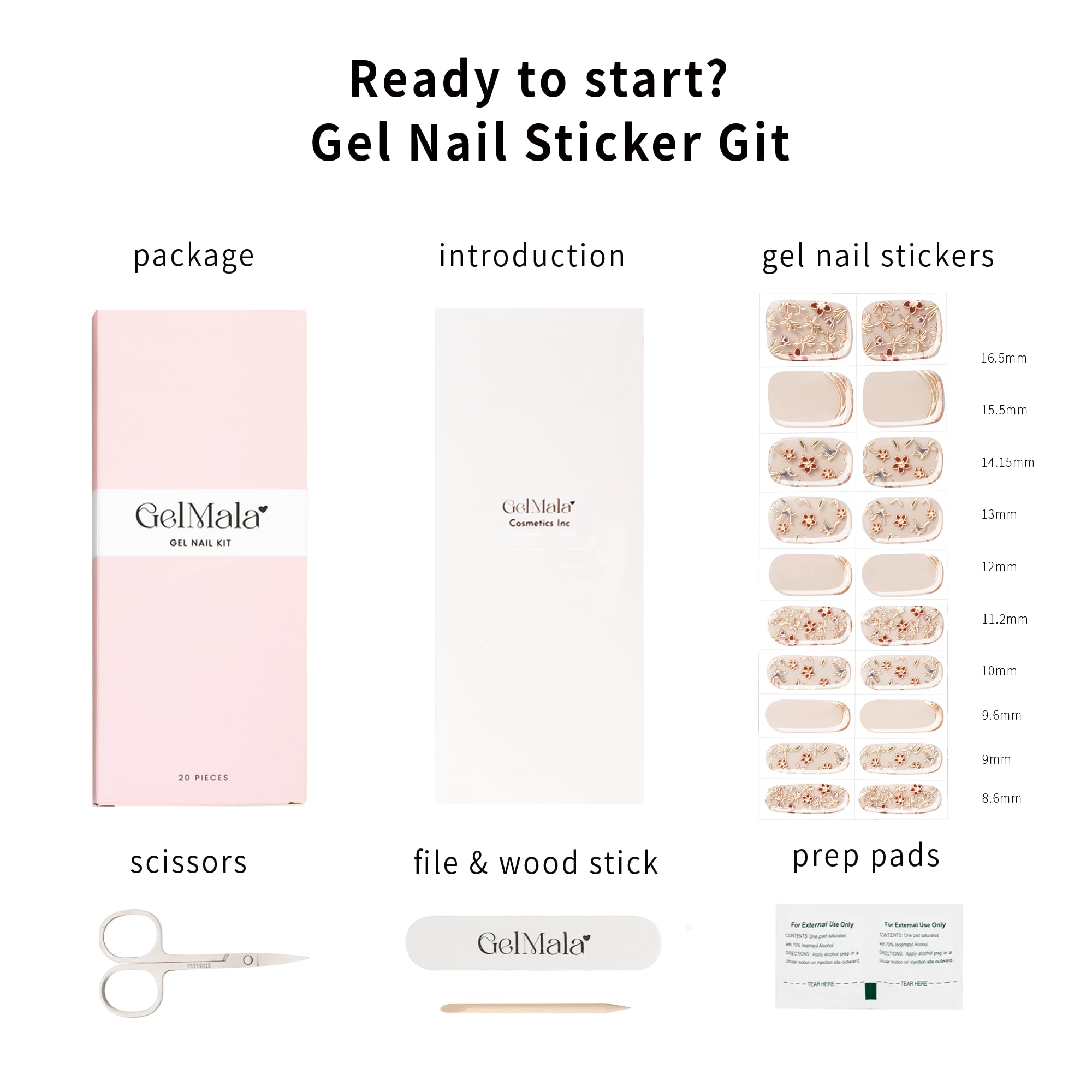 GelMala Oriental Design Semi-Cured Gel Nail Strips – Easy, Long-Lasting At-Home Manicure