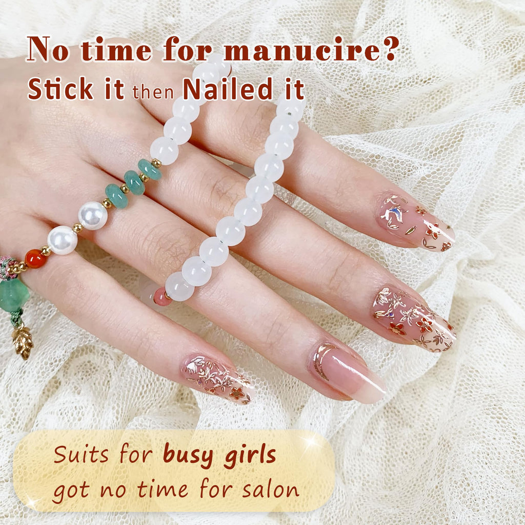 GelMala Oriental Design Semi-Cured Gel Nail Strips – Easy, Long-Lasting At-Home Manicure