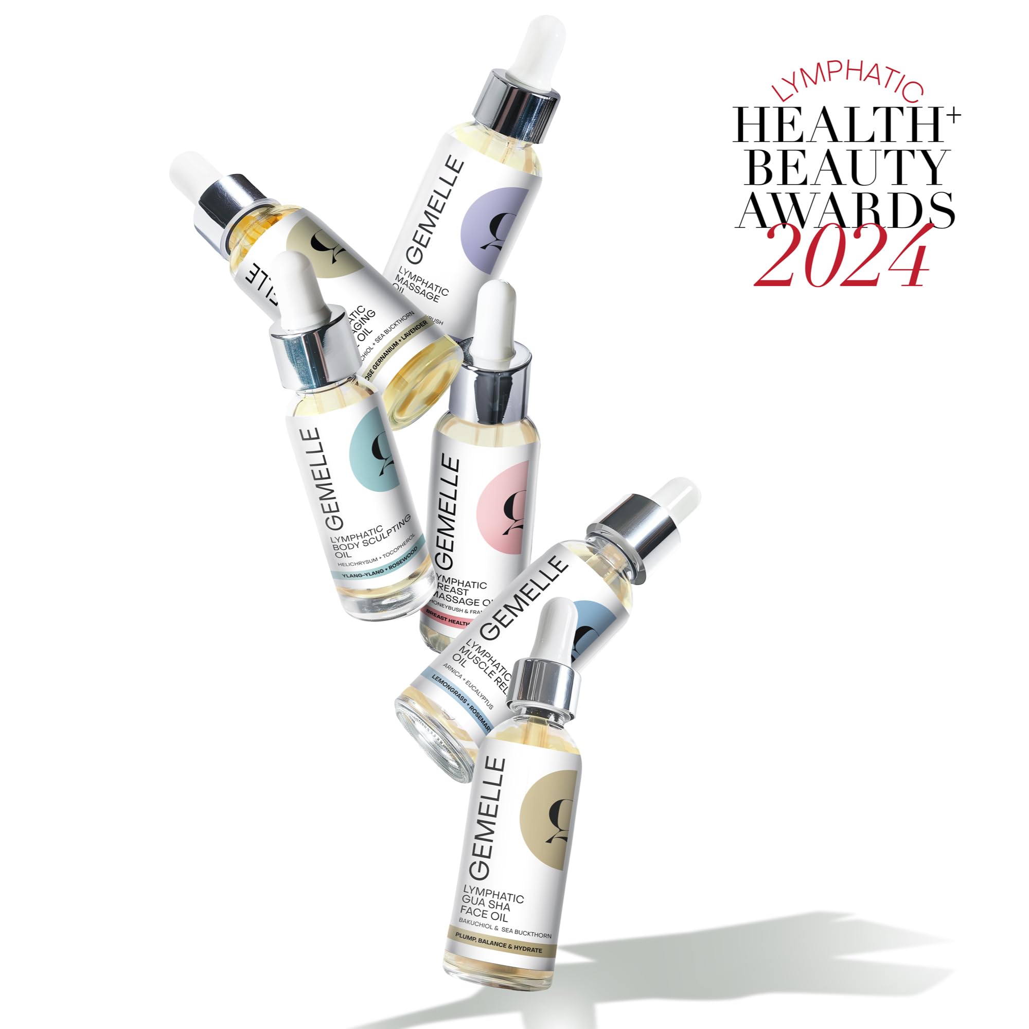 GEMELLE Lymphatic Anti-Aging Face Oil | Travel 15ml, Bakuchiol, Sea Buckthorn, Vitamins C, E & A
