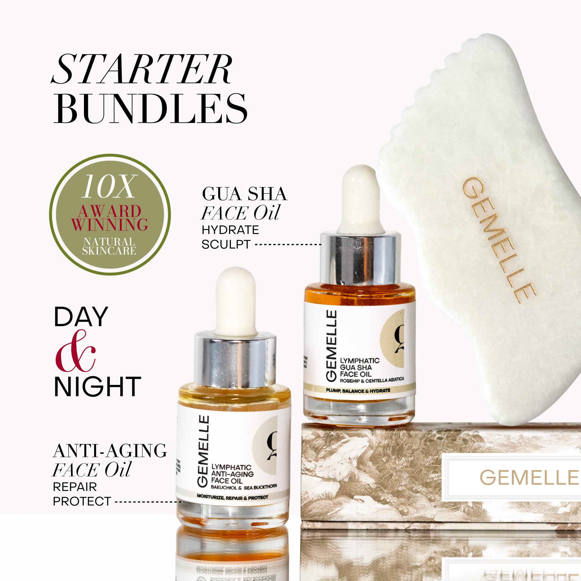 GEMELLE Lymphatic Gua Sha Face Oil | Award-Winning Botanical Hydration | 15ml