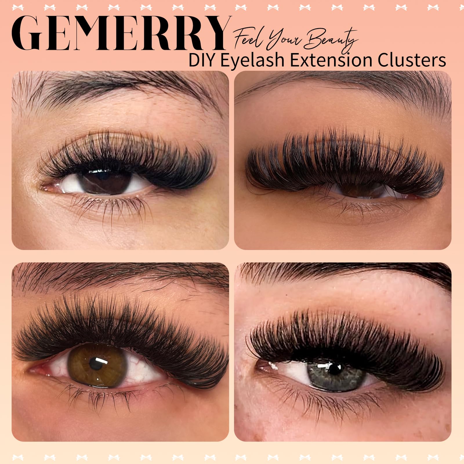 GEMERRY 565Pcs Lash Clusters D Curl Volume Kit – DIY Eyelashes (8-16mm, 30D-100D)