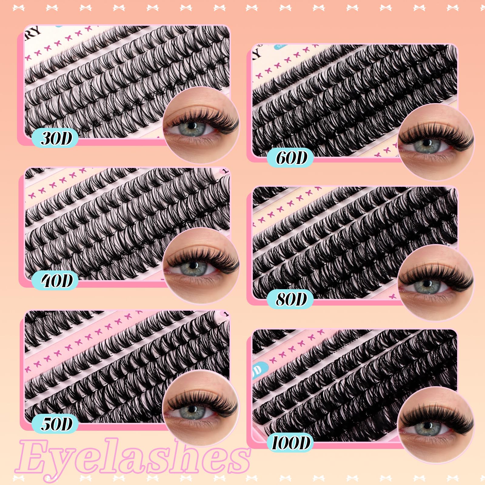 GEMERRY 565Pcs Lash Clusters D Curl Volume Kit – DIY Eyelashes (8-16mm, 30D-100D)