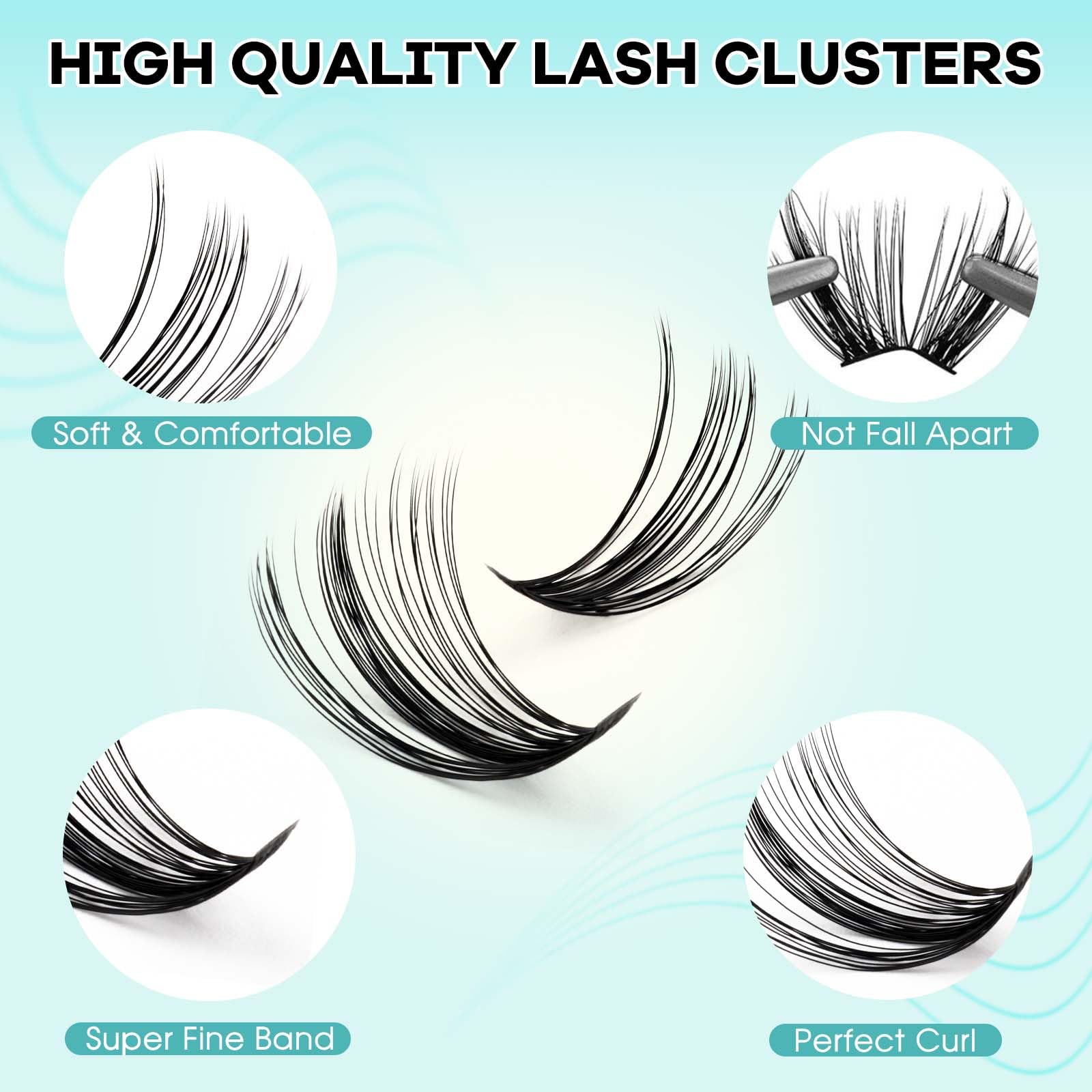 GEMERRY Lash Extension Kit 30D+40D Clusters | 280pcs, 10-18mm, Bond & Seal, Remover, Tweezers & Brush