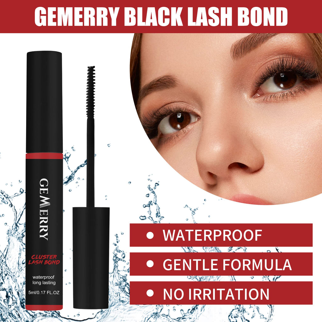 GEMERRY Lash Bond: Long-Lasting Cluster Lash Glue for Sensitive Eyes – Waterproof, Black