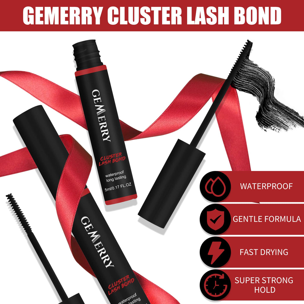 GEMERRY Lash Bond: Long-Lasting Cluster Lash Glue for Sensitive Eyes – Waterproof, Black