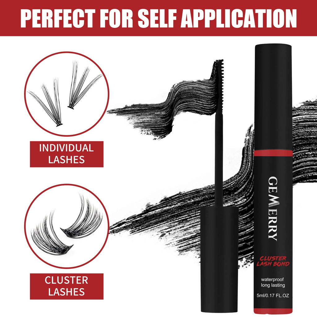 GEMERRY Lash Bond: Long-Lasting Cluster Lash Glue for Sensitive Eyes – Waterproof, Black