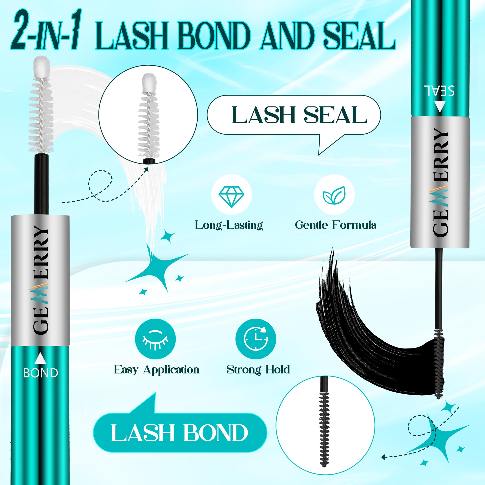 GEMERRY Fluffy Lash Extension Kit – DIY Lash Clusters (280Pcs, D Curl, 80P-10-18mm) with Bond & Seal