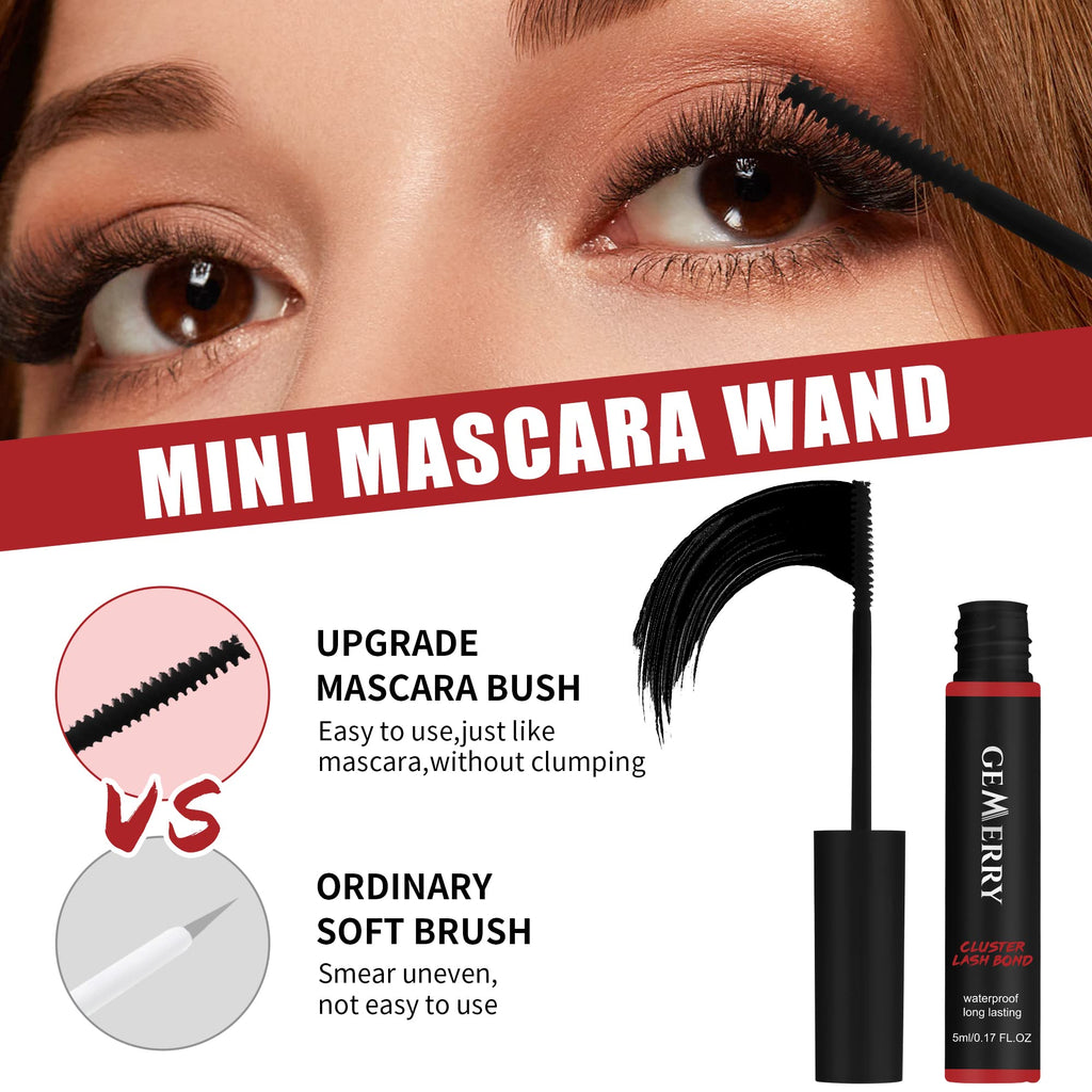 GEMERRY Lash Bond: Long-Lasting Cluster Lash Glue for Sensitive Eyes – Waterproof, Black