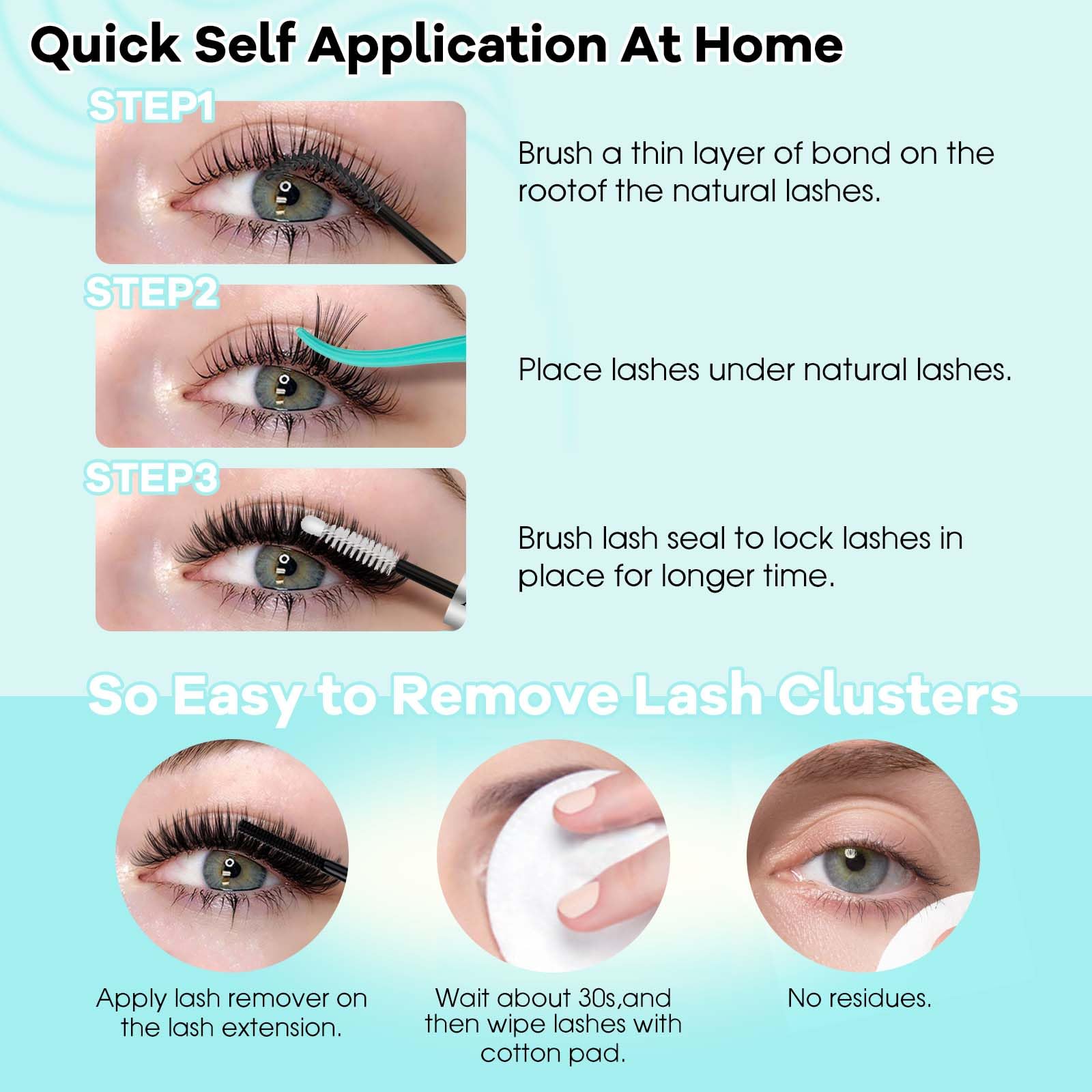 GEMERRY Lash Extension Kit 30D+40D Clusters | 280pcs, 10-18mm, Bond & Seal, Remover, Tweezers & Brush