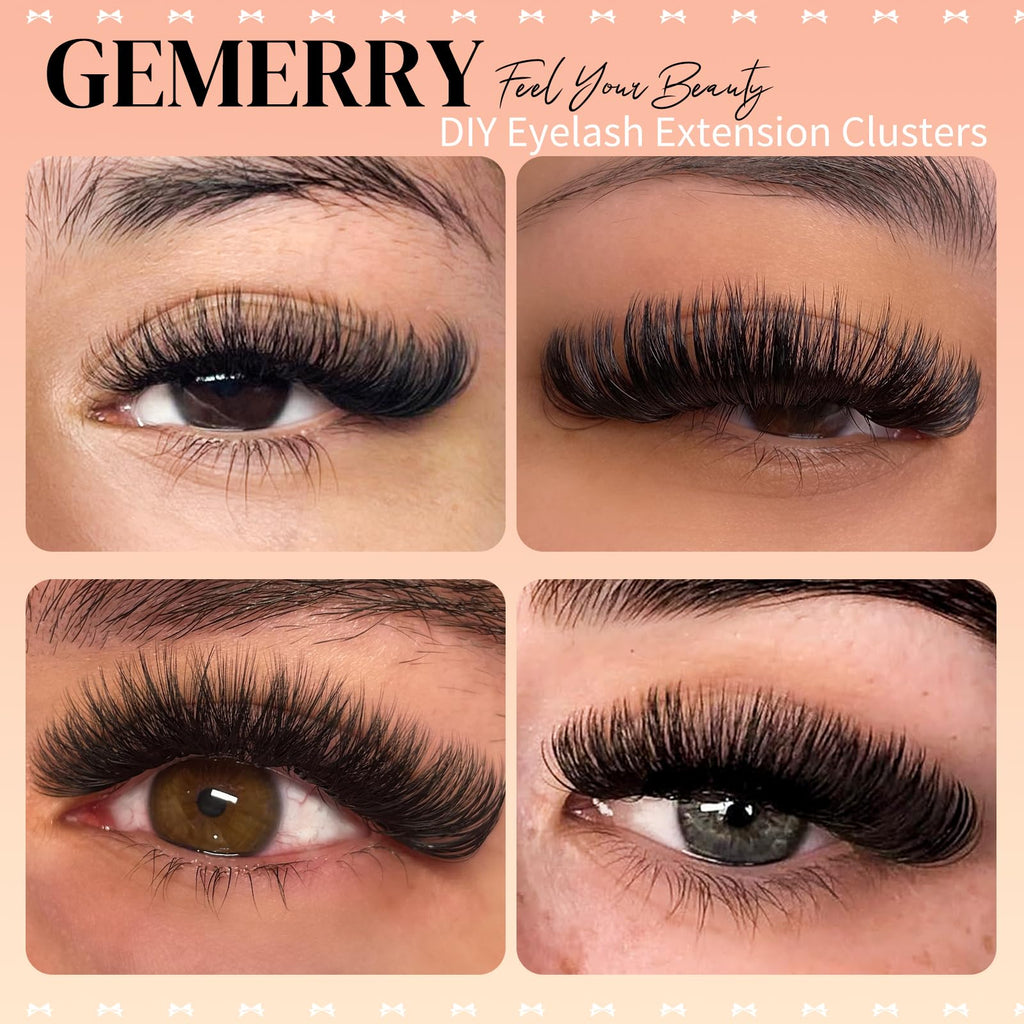 GEMERRY Lash Clusters – 4 Styles (40D, 50D, 60D, 80D) Fluffy DIY Eyelashes