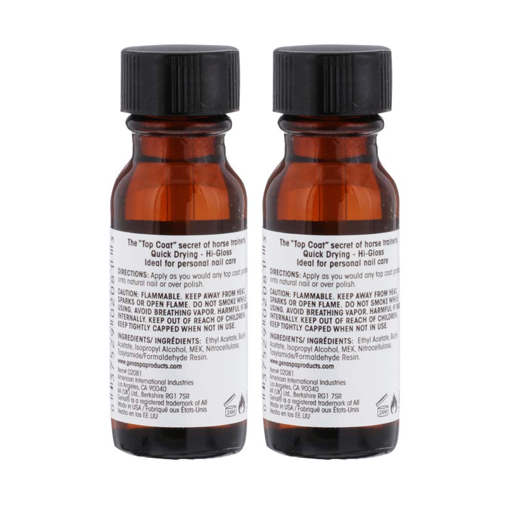 Gena Healthy Hoof Nail Lacquer – Strengthener & High-Gloss Top Coat, 0.5 oz, 2 Pack