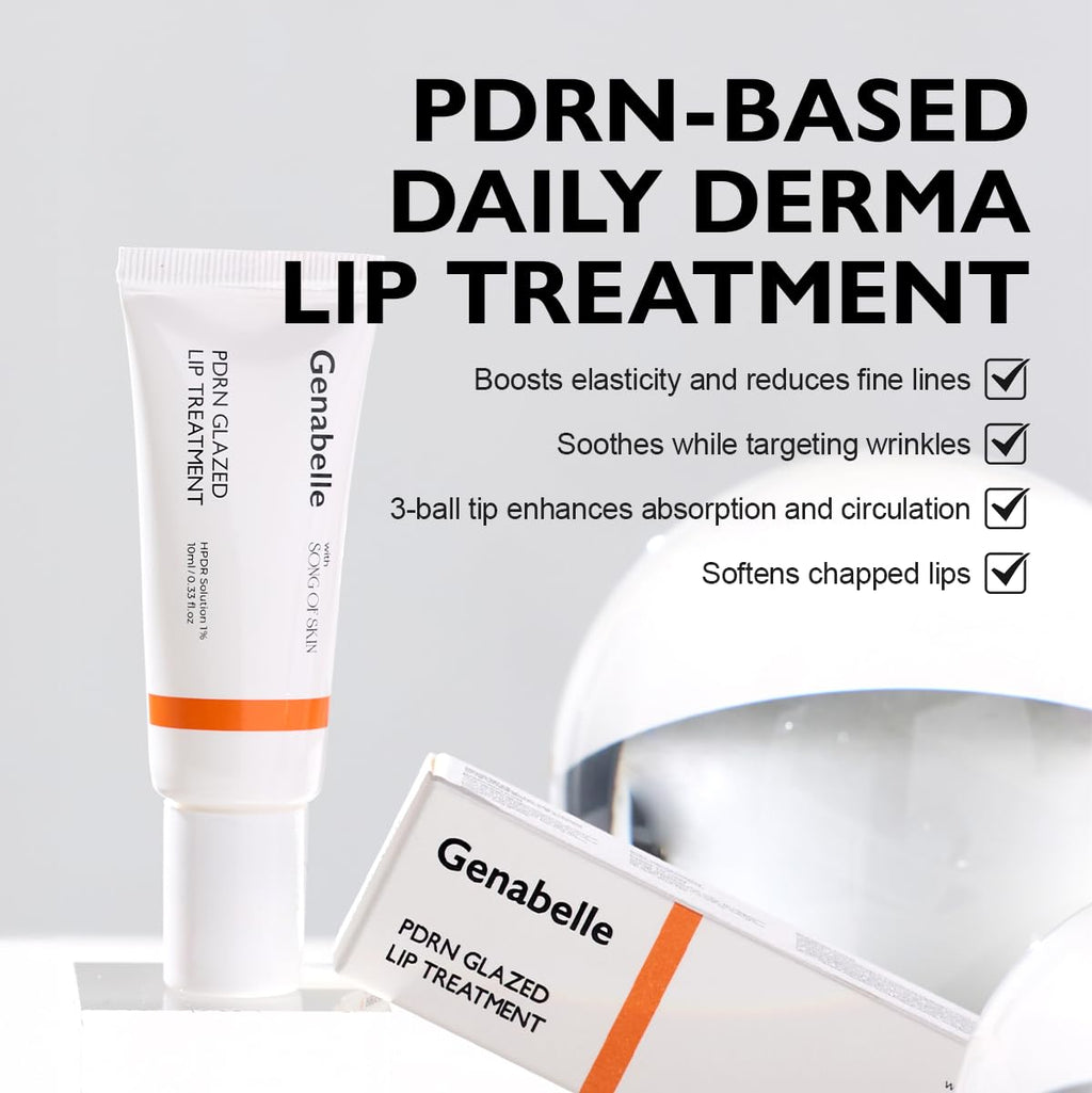 Genabelle PDRN Glazed Lip Treatment – Hydrating Lip Balm with PDRN & Peptides for Soft, Glossy Lips (0.33 fl oz)