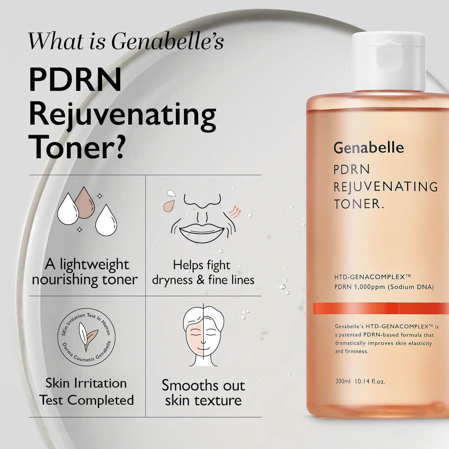 Genabelle PDRN Rejuvenating Toner – Deep Hydration & Skin Barrier Support with PDRN, Panthenol & Hyaluronic Acid | 300ml