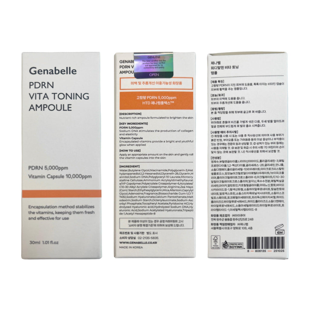 Genabelle PDRN Vita Toning Ampoule – Lightweight Glass Skin & Toning Serum