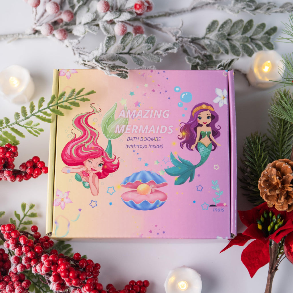 Generic Handmade Organic Bath Bomb Gift Set with Mermaid Toys – 9-Pack for Kids