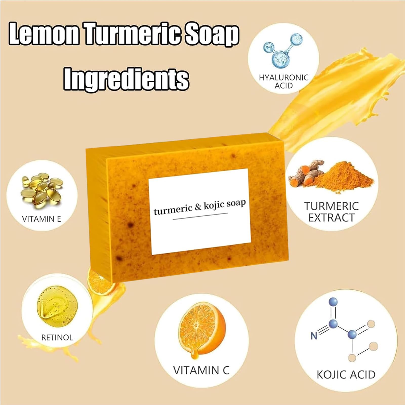 Generic Lemon Turmeric Kojic Soap 3-Piece Set with Bubble Nets