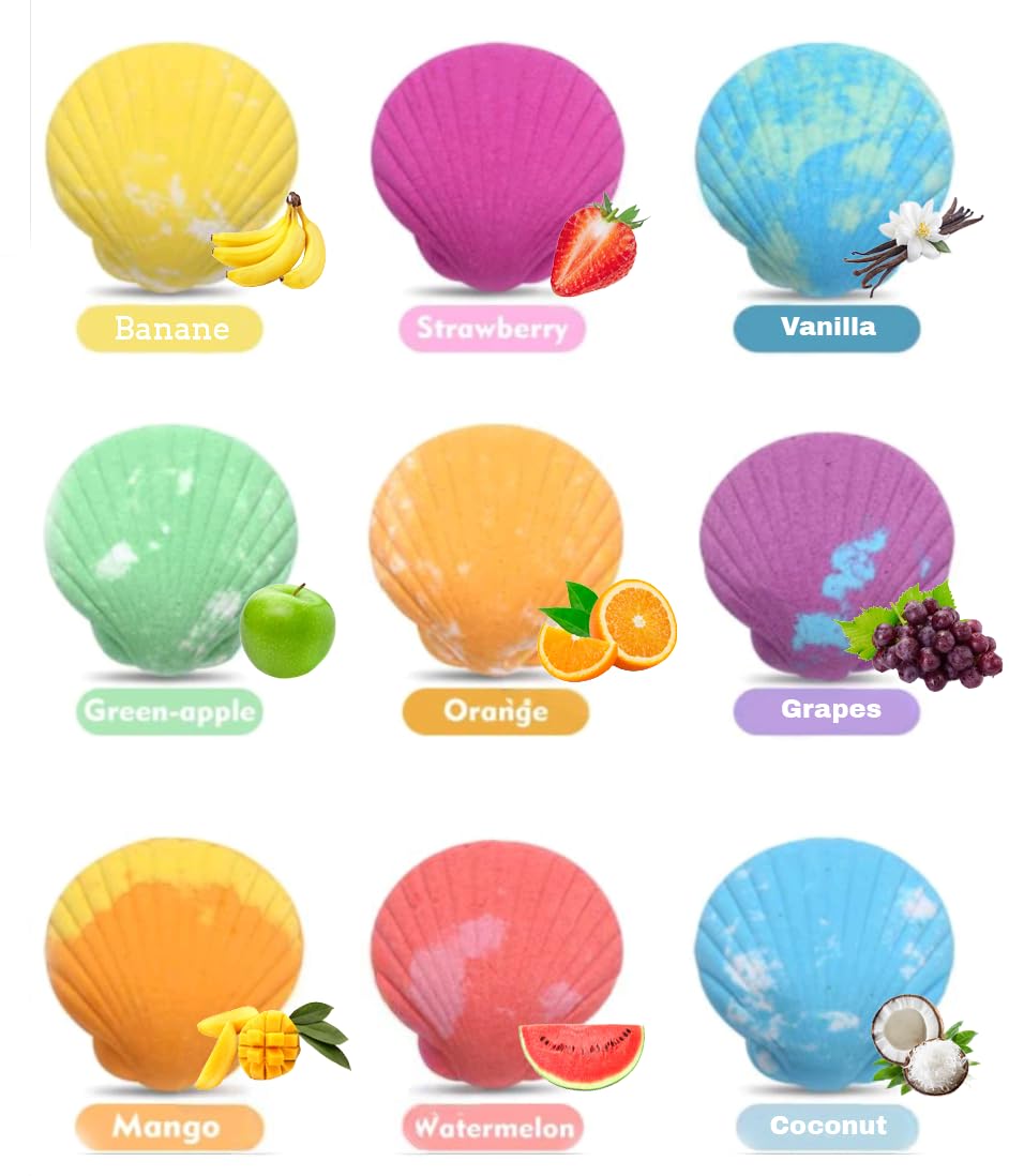 Generic Handmade Organic Bath Bomb Gift Set with Mermaid Toys – 9-Pack for Kids