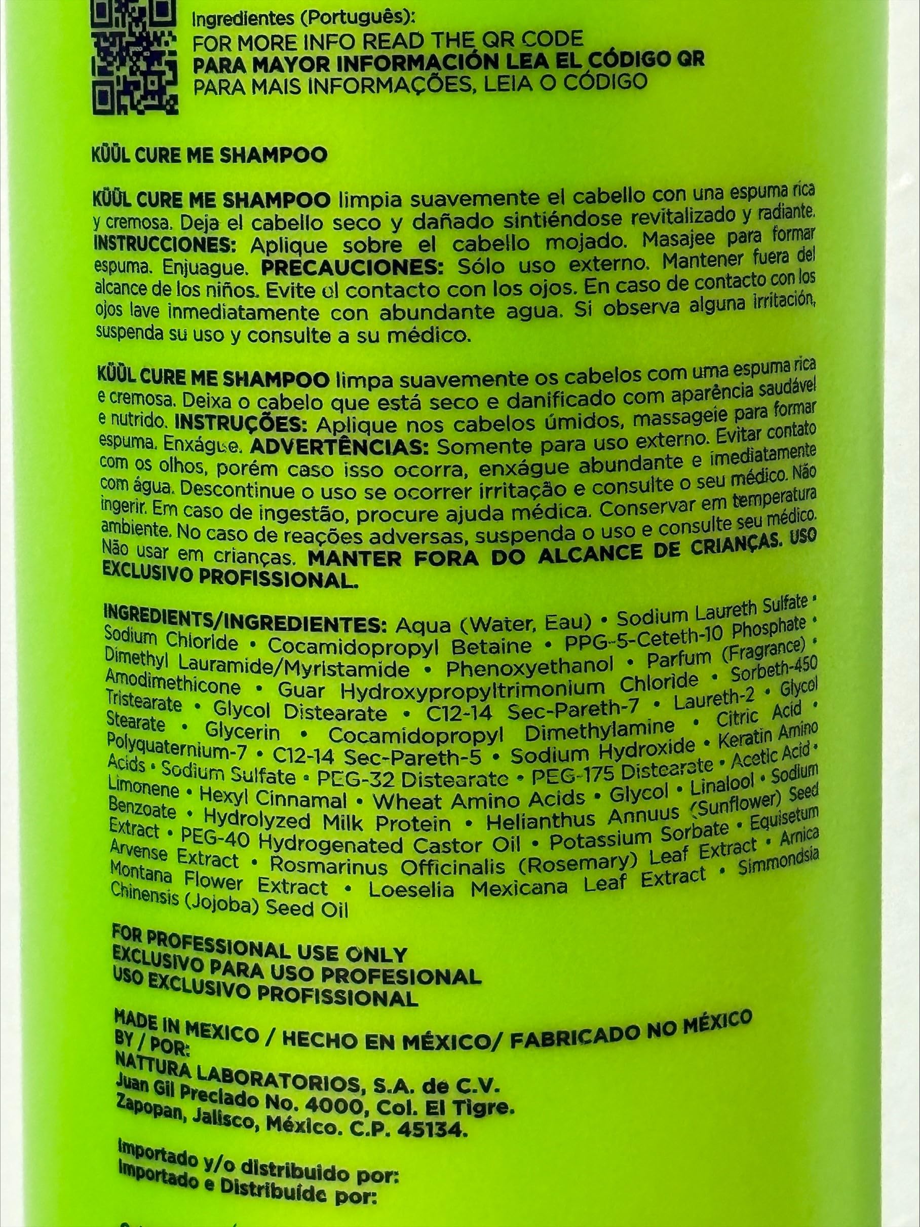 Kuul Cure Me Shampoo 33.8 oz – Hair Repair & Prolonged Hydration | 1 Liter