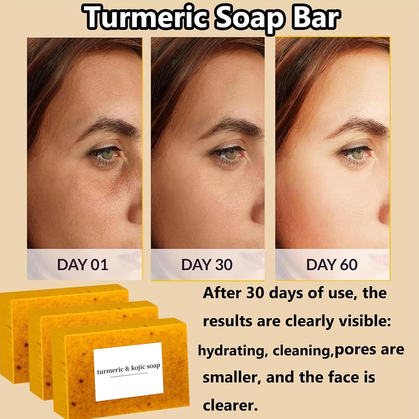 Generic Lemon Turmeric Kojic Soap 3-Piece Set with Bubble Nets