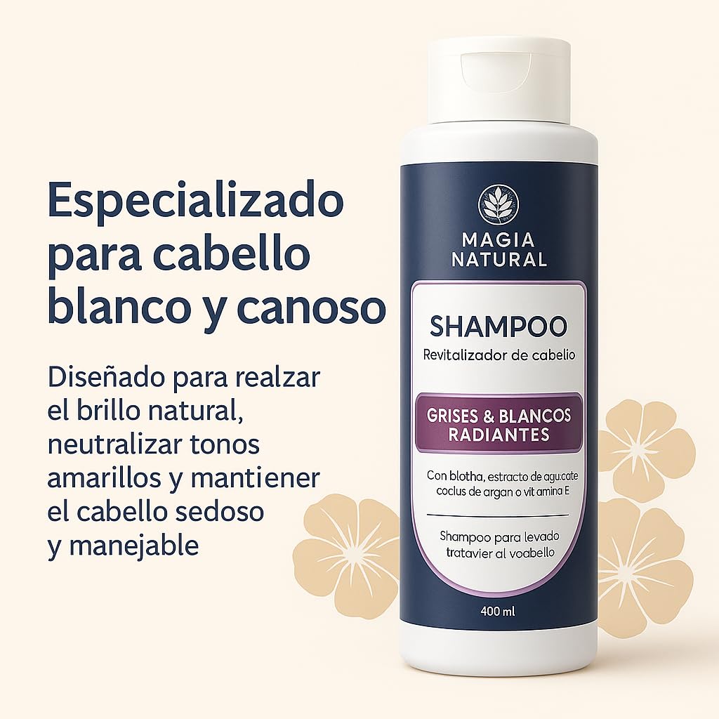 Generic Magia Natural 3-Piece Hair Kit for Gray Hair | Revitalizing Shampoo, Biotherapy Mask, Anti-Frizz Drops