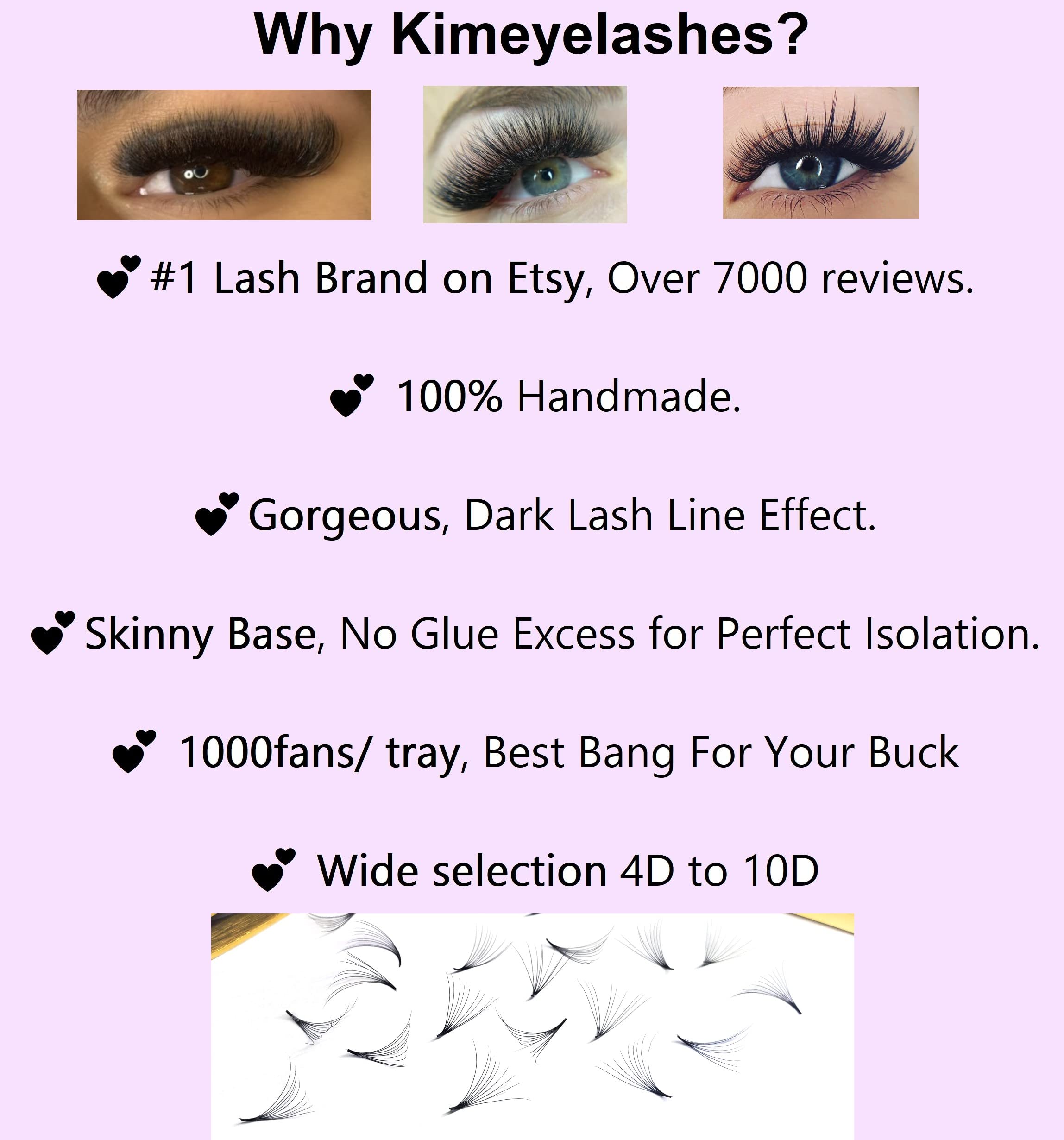 Generic 1000 Premade Volume Fans — 9-12mm, 11-13mm, 13-16mm | CC/D Curl, 0.05/0.07 Thickness | Handmade Lash Promade Fans