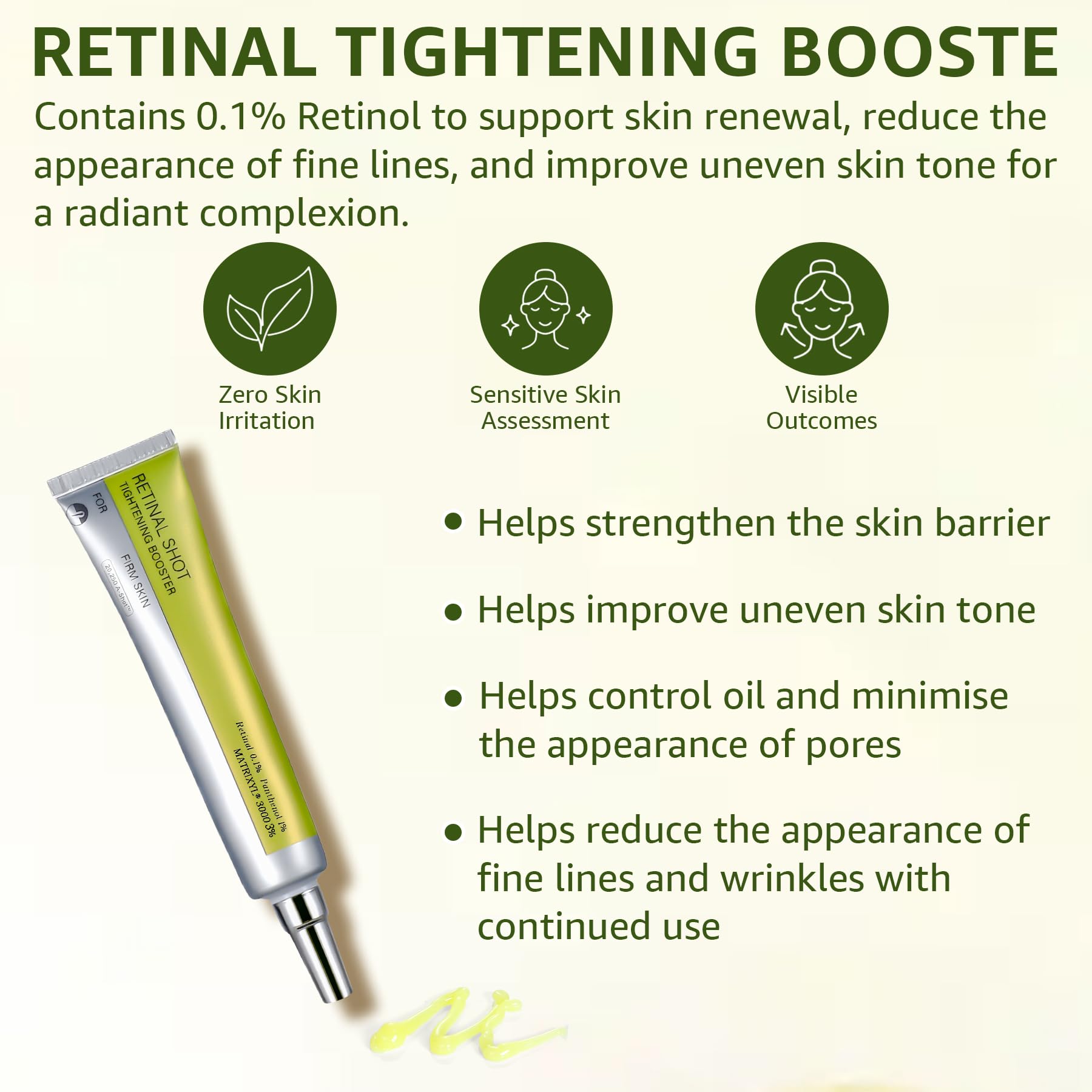 Generic Retinal Shot Tightening Booster – Pore Minimizer & Wrinkles (0.1% Retinal, Panthenol 1%)