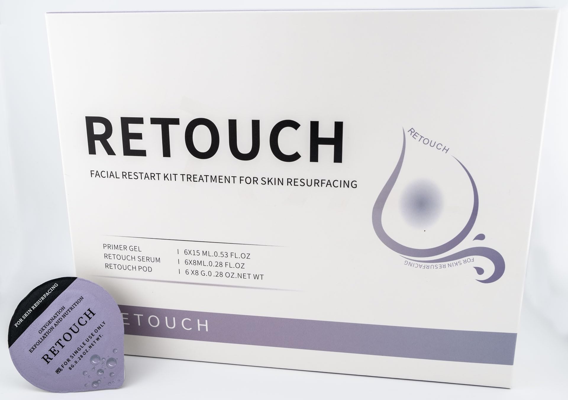 Generic Retouch Pods – Oxygen Facial CO2 Therapy at Home (6 Pods, Primer Gel & Serum)