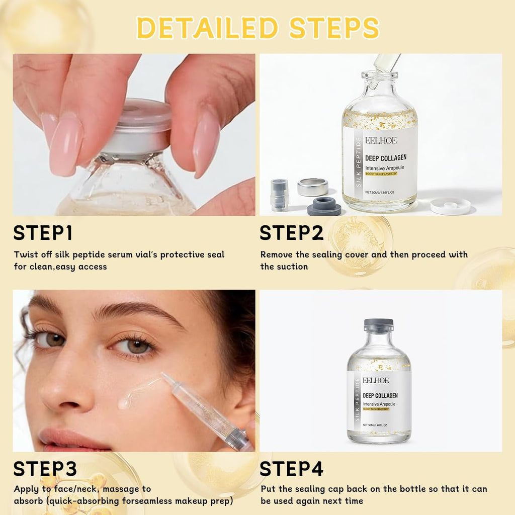 Silk Peptide Intensive Lifting Ampoule – Deep Collagen Silk Serum, Hydration & Elasticity, 2×50ml