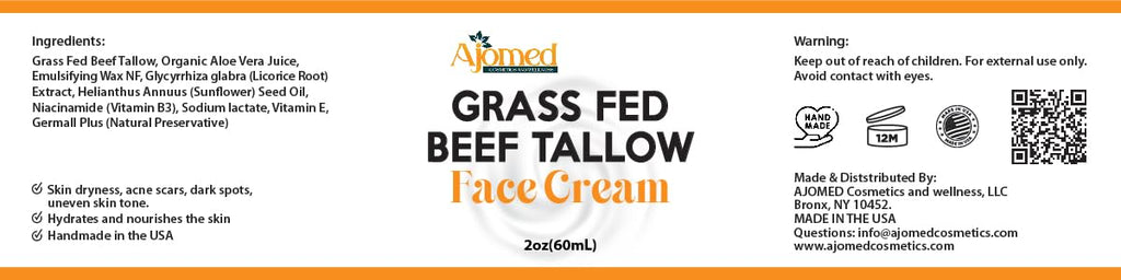 Generic Tallow Face Moisturizer Lavender Vanilla — Non-Greasy Cream for Dry & Sensitive Skin