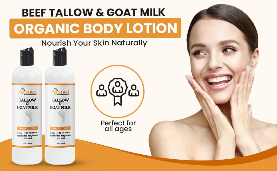 Generic Tallow & Goat Milk Body Lotion for Sensitive Skin – Organic, Unscented (8 oz)