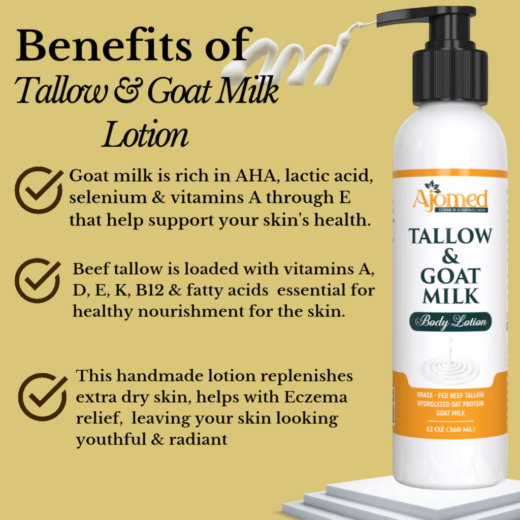 Generic Tallow & Goat Milk Body Lotion for Sensitive Skin – Organic, Unscented (8 oz)