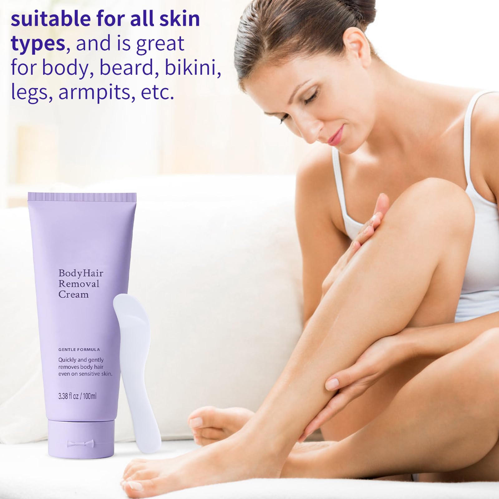2 PCS Gentle Body Hair Removal Cream for Men & Women – Painless, Slows Hair Growth, 6.76 Fl Oz + Spatula