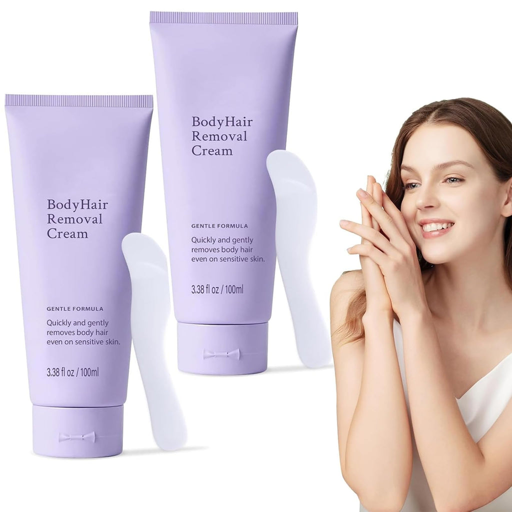 2 PCS Gentle Body Hair Removal Cream for Men & Women – Painless, Slows Hair Growth, 6.76 Fl Oz + Spatula