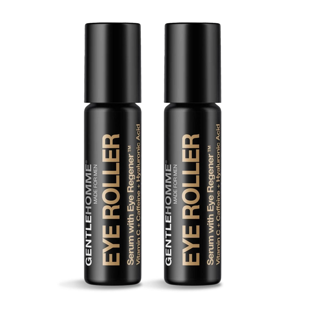 Gentlehomme Hyaluronic Acid & Caffeine Eye Roller Serum for Men – 2-Pack, Made in USA