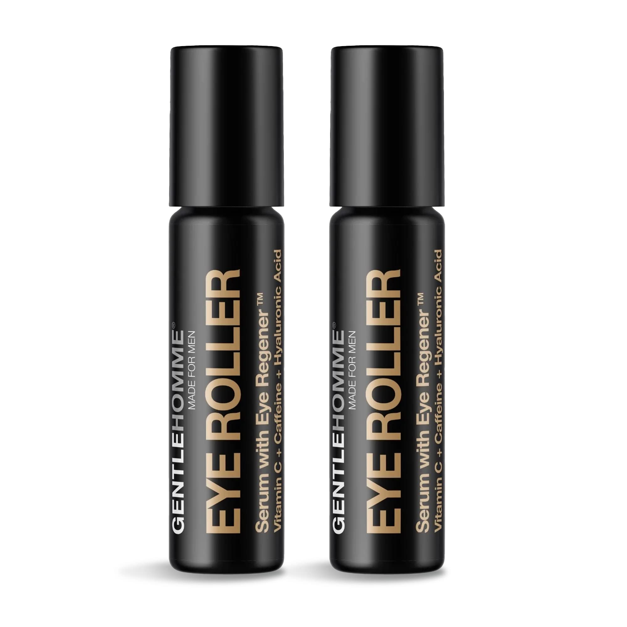 Gentlehomme Hyaluronic Acid & Caffeine Eye Roller Serum for Men – 2-Pack, Made in USA