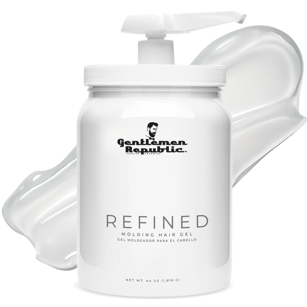 Gentlemen Republic 64oz Refined Hair Gel – 24h Shine, Strong Hold, Alcohol-Free