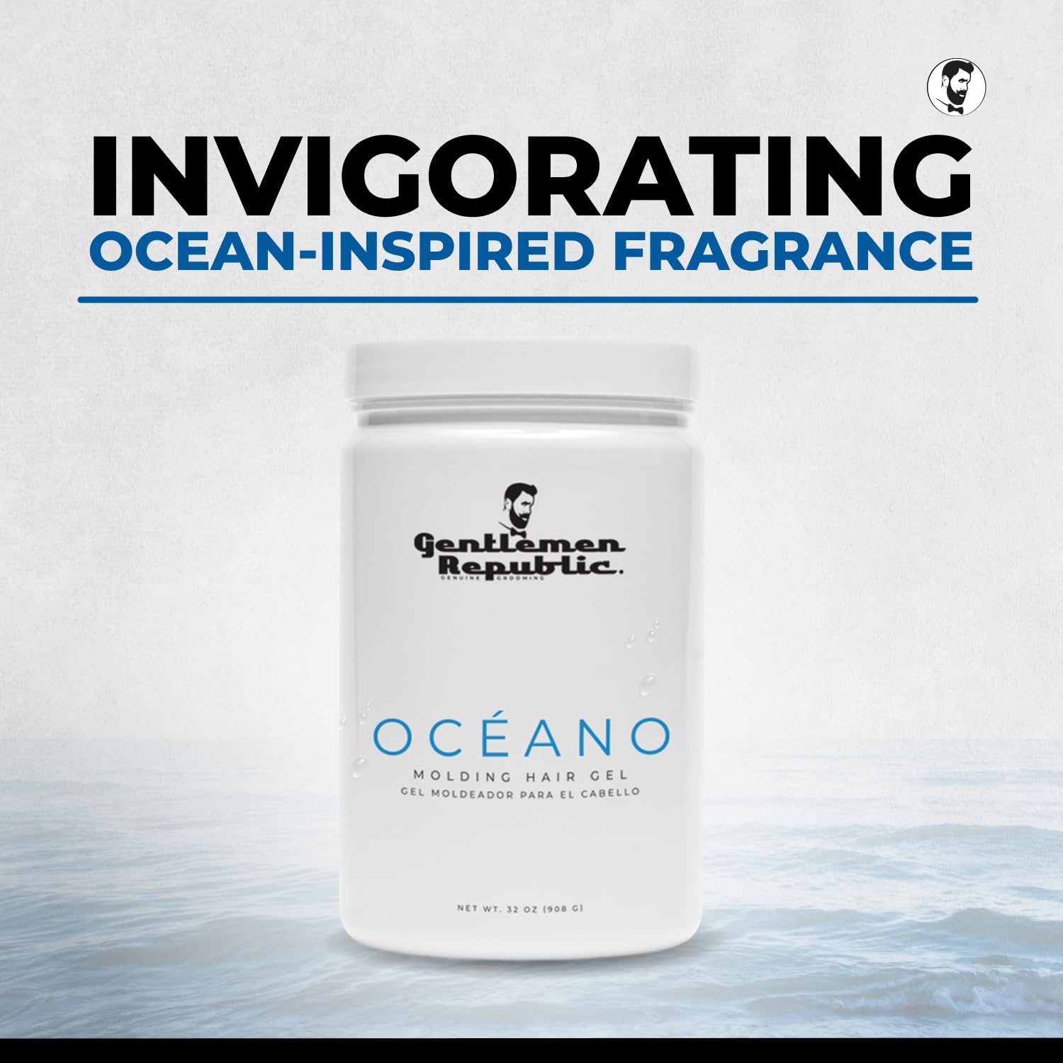 Gentlemen Republic Oceano Hair Gel 64oz – Strong Hold, High Shine, Alcohol-Free