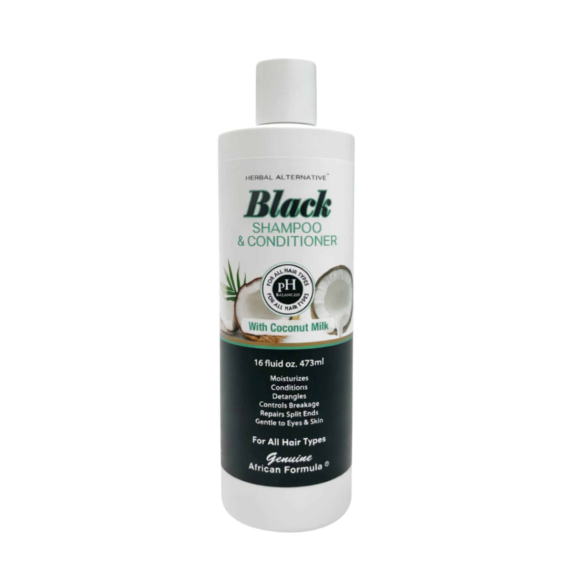 Genuine African Formula Black Shampoo & Conditioner with Coconut Milk | 16oz 2-in-1 Moisturizing Hair Care