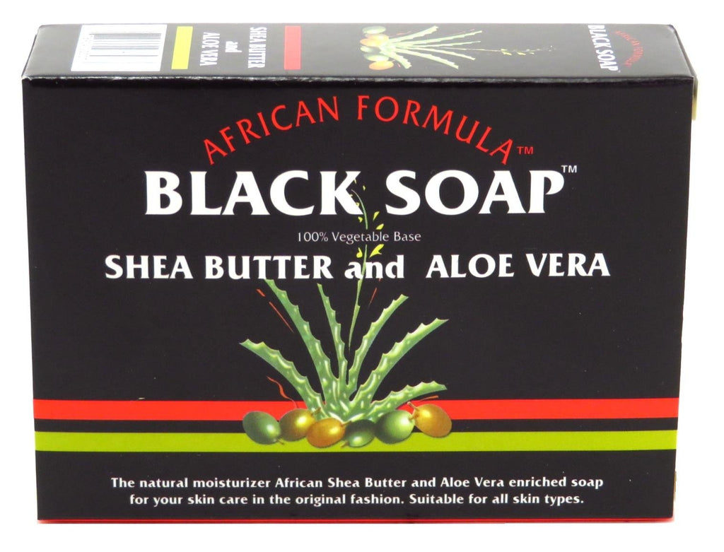 Genuine African Formula Black Soap 3.5 oz – Shea Butter & Aloe Vera, Pack of 6