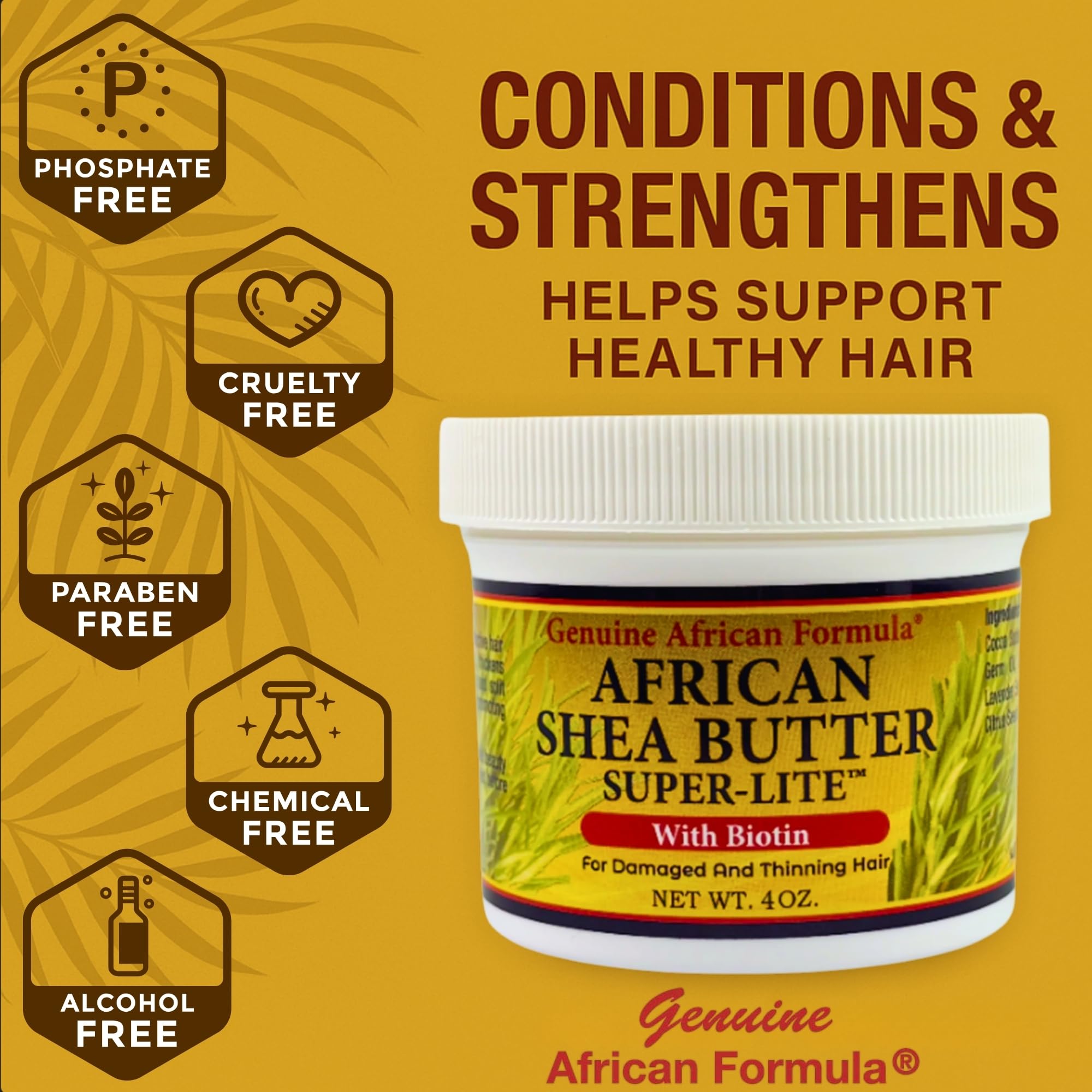 Genuine African Formula Shea Butter Super-Lite Hair Grease – 4oz (118 ml) | Moisturizing & Conditioning