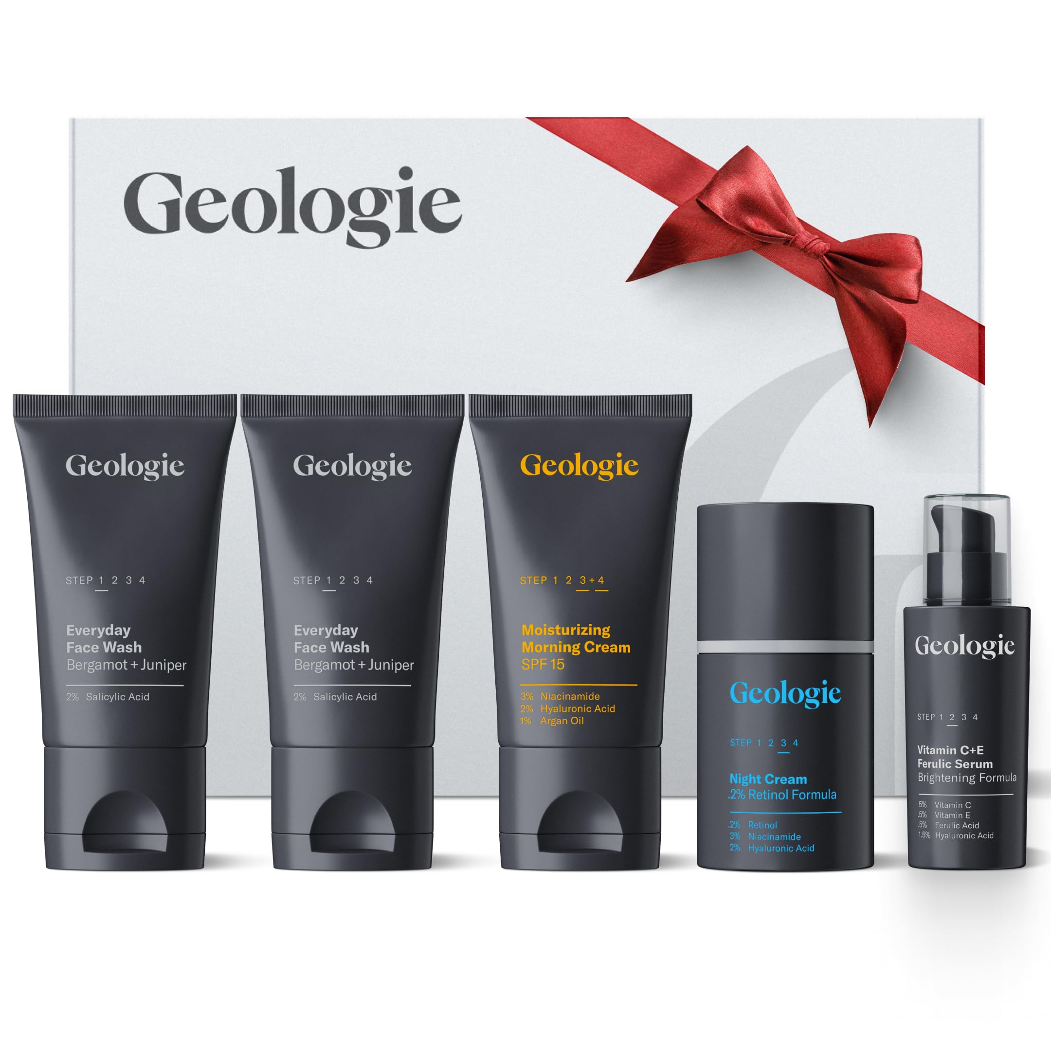 Geologie Skincare Gift Set – 5-Piece Daily Routine for Clear, Healthy Skin