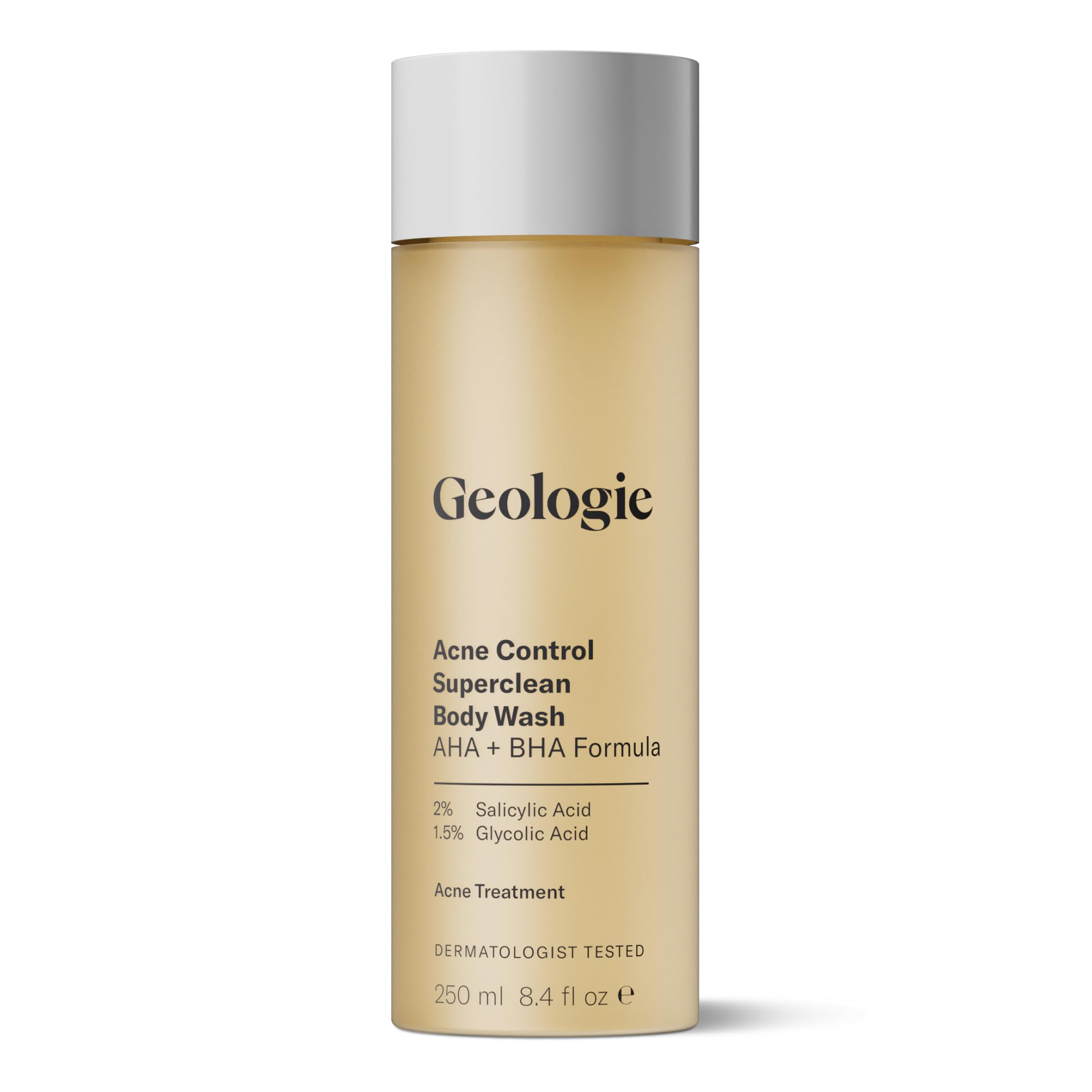 Geologie Acne Control Body Wash | Exfoliating AHA + BHA Cleanser for Back