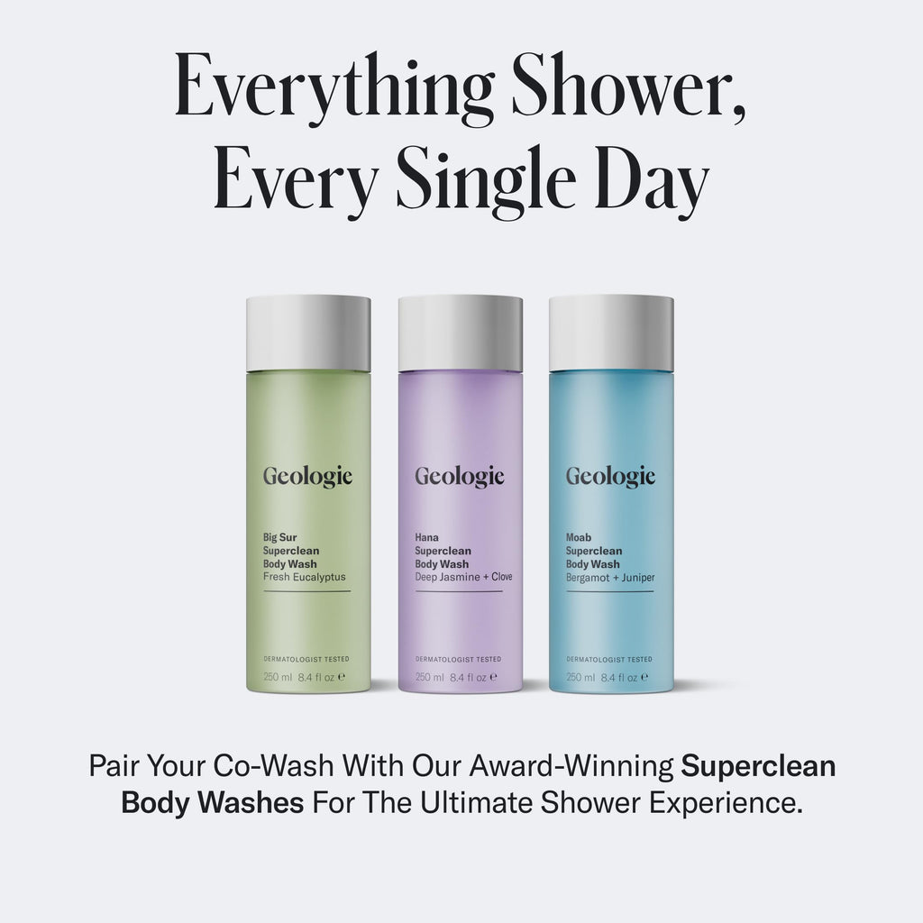 Geologie Cooling Hair Co-Wash – 4-in-1 Cleanser, Conditioner, Mask & Serum | Tea Tree, Aloe Vera, Squalane & Vitamin B5 | Eco-Friendly Pouch
