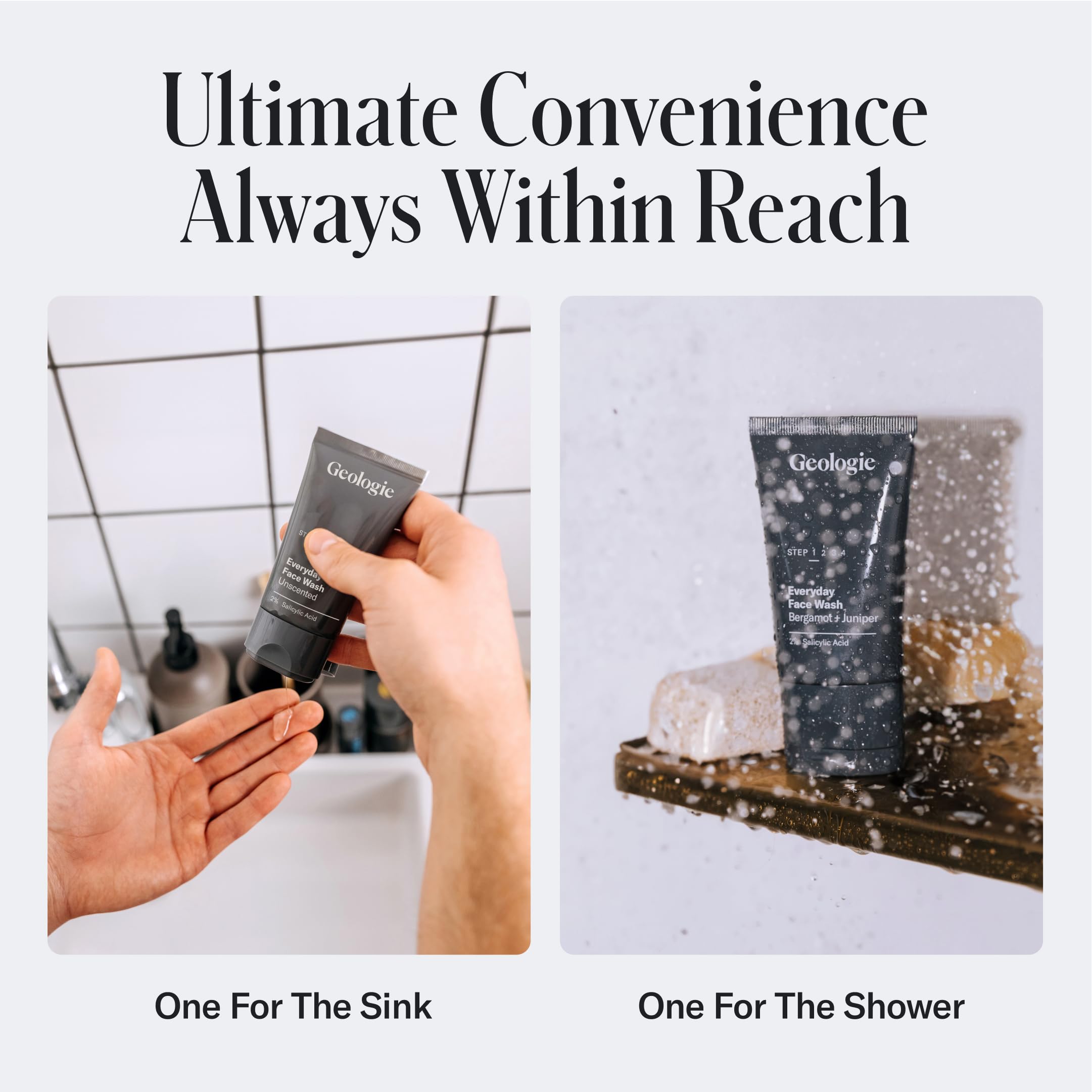 Geologie Daily Face Wash for Sensitive Skin | Fragrance-Free 2-Pack