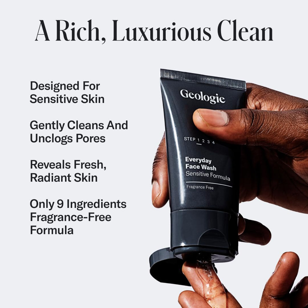 Geologie Daily Face Wash for Sensitive Skin | Fragrance-Free 2-Pack