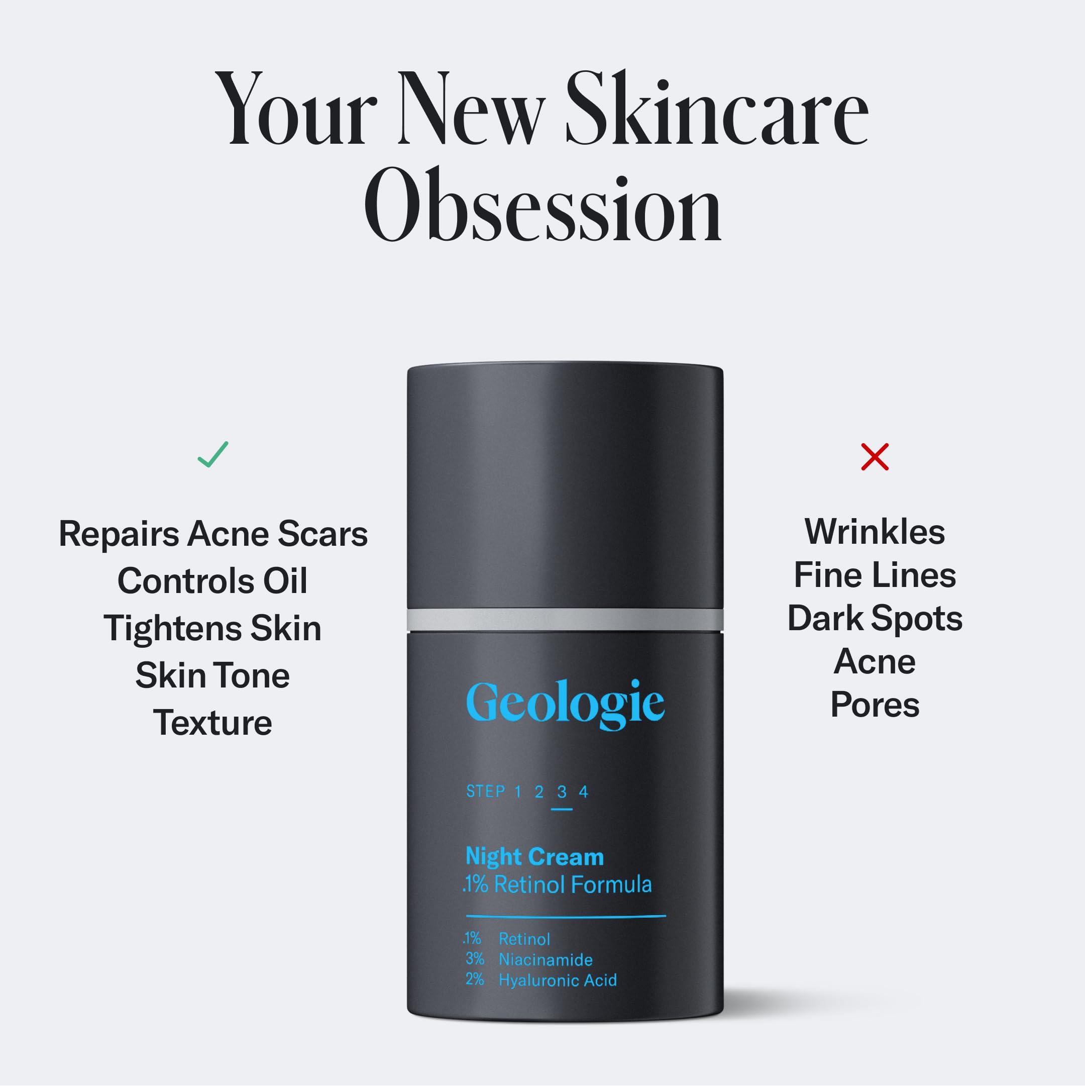Geologie Retinol Night Cream for Sensitive Skin | Gentle 0.1% Retinol