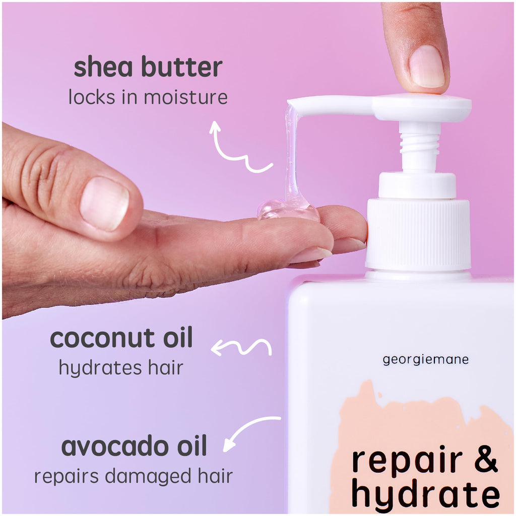 Georgiemane Repair & Hydrate Shampoo – 11.16 fl oz | Color-Safe, Sulfate-Free, Vegan