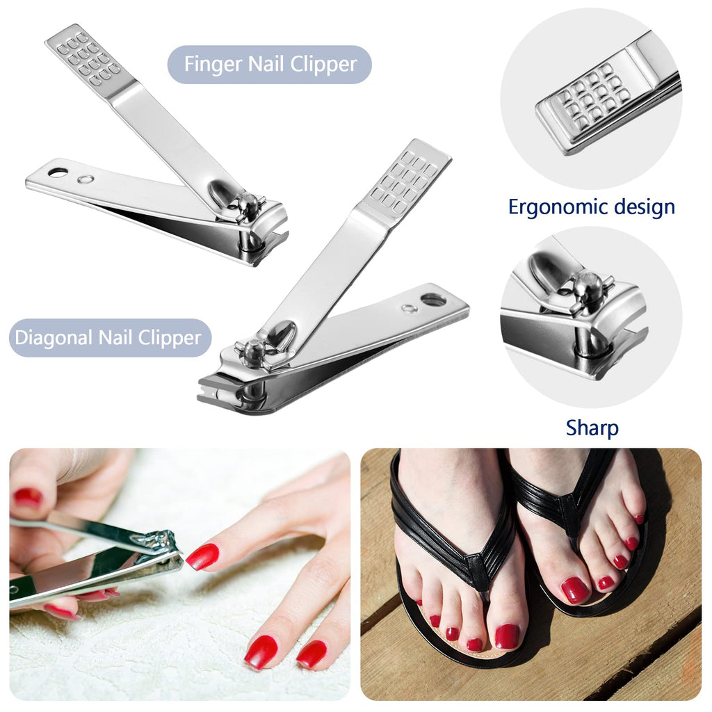 Geosar 50 Set 8-in-1 Travel Manicure Kit – Stainless Steel, Portable Case, Gift for Valentine (Black)