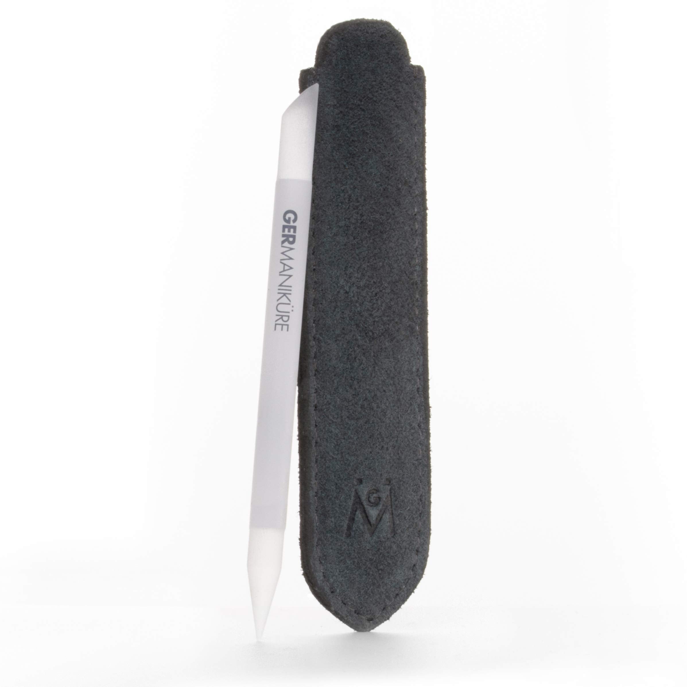 GERMANIKURE Grey Glass Cuticle Stick with Suede Sleeve – Ethically Made in Czech Republic